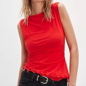 Free People Ash Knit Top size Large Fiery Red
